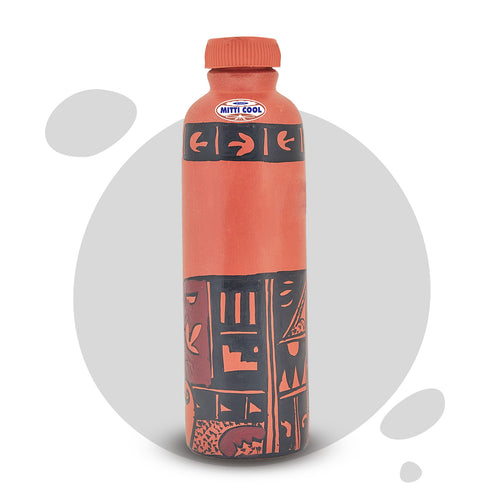 Mitticool Clay Water Bottle Black Italica Design 600 ml