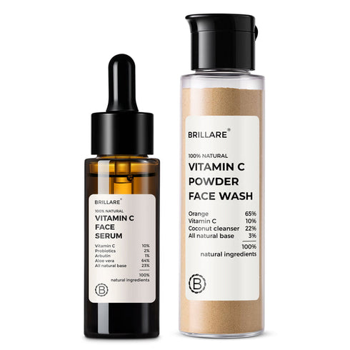 Brillare 10% Vitamin C Face Serum and Vitamin C Powder Face Wash Combo