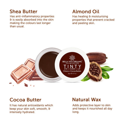 Bella Vita Organic Choco 3 in 1 Lip Tinty Blush 8g