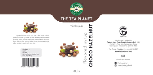 The Tea Planet Choco Hazelnut Syrup 700 ml
