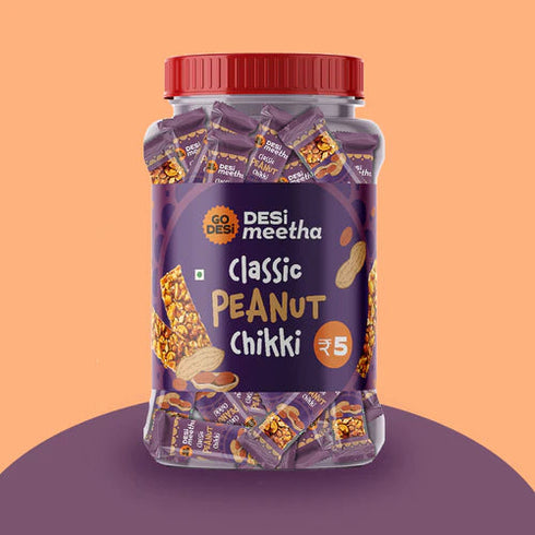 Go Desi Classic Peanut Chikki Carton | 18 Jars | Carton