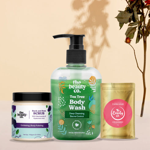 the beauty co Bacne Essential Bundle | Body Wash and Back Scrub and Strawberry Scrub