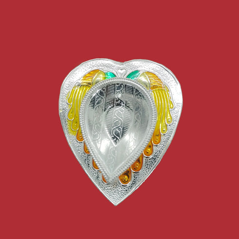 Pure Silver Gold Peacock Fancy Diya 17.56g