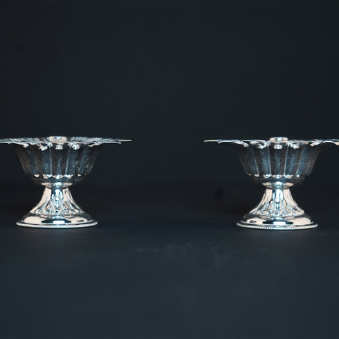Pure Silver Flower Shaped Diya 42 grams Pair