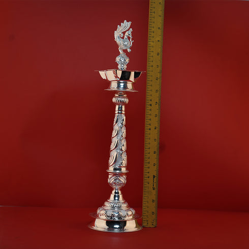 Pure Silver Peacock Design Diya Pair 810g