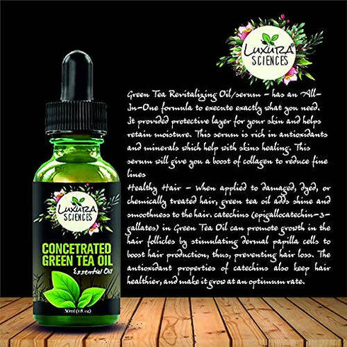 Luxura Sciences Concentrated 100% Organic Green Tea Oil|Serum for Skin and Hair