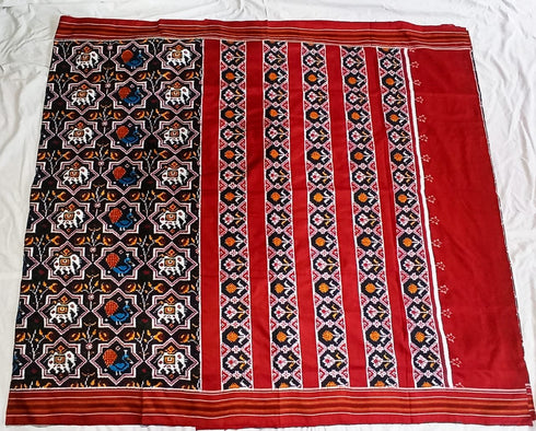 Double Ikkat Patola Black With Maroon Color Saree