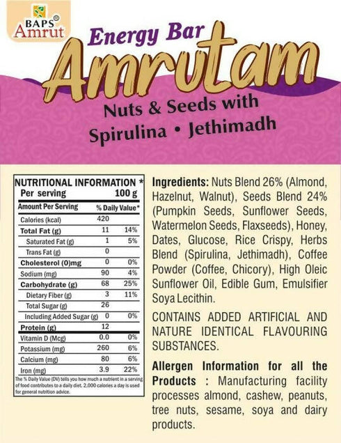 Baps Amrut Energy Bar Amrutam