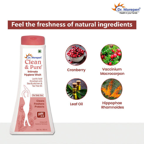 Dr. Morepen Clean & Pure Intimate Wash for Women with Tea Tree Oil & Sea Buckthorns |Hygiene Wash