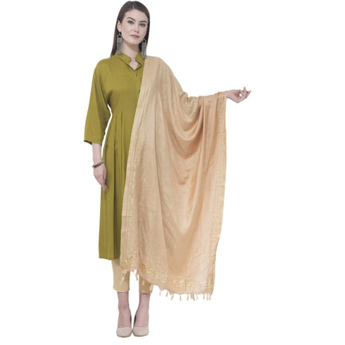 A R Silk Copper Color Golden border Cotton Dupattas