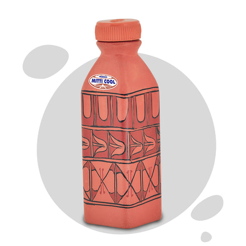 Mitticool Clay Water Bottle Abstract Cross Design 400 ml