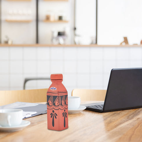 Mitticool Clay Square Water Bottle Black Spade 400 ml