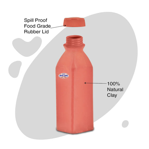 Mitticool Clay Water Bottel Square 400 ml
