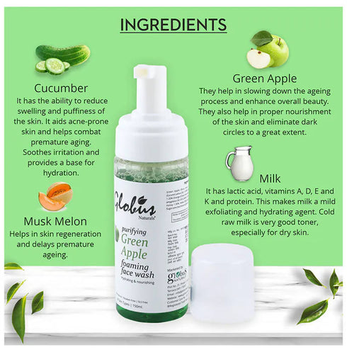 Globus Naturals Green Apple Foaming Face Wash