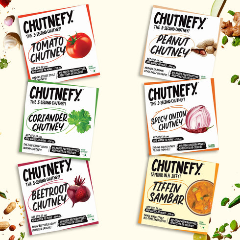 Chutnefy South-Style 6 Pack 5 Chutneys + 1 Sambar