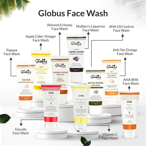 Globus Naturals AHA, BHA & Kojic Acid Face wash