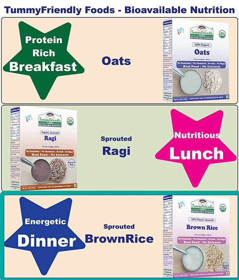 TummyFriendly Foods Organic Sprouted Brown Rice Porridge Mix Organic Baby Food for 6 Months Old