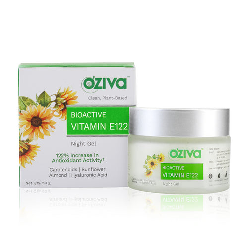 OZiva Bioactive Vitamin E122 Night Gel for Antioxidant Activity and Skin Hydration 50g