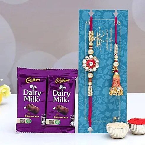 Ethnic Lumba Rakhi Set & Dairy Milk Chocolates