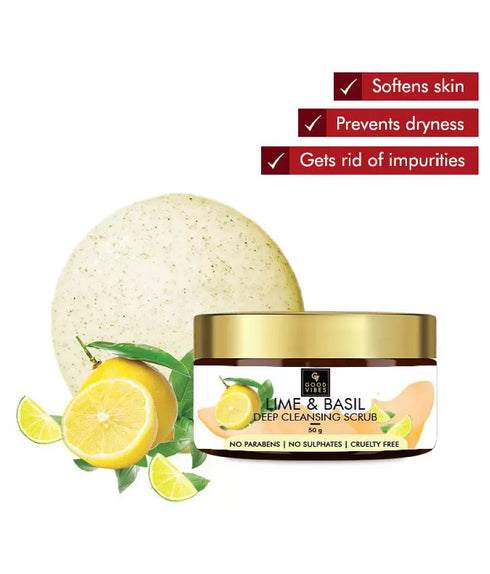 Good Vibes Deep Cleansing Face Scrub - Lemon & Basil 50g