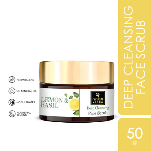 Good Vibes Deep Cleansing Face Scrub - Lemon & Basil 50g