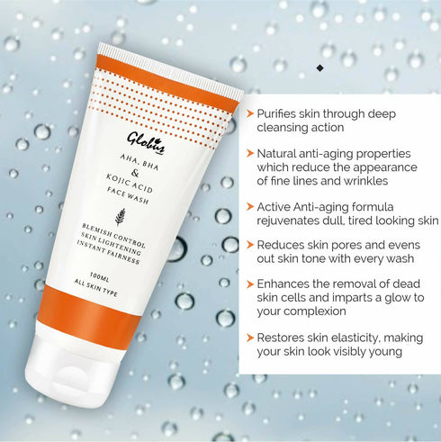Globus Naturals AHA, BHA & Kojic Acid Face wash