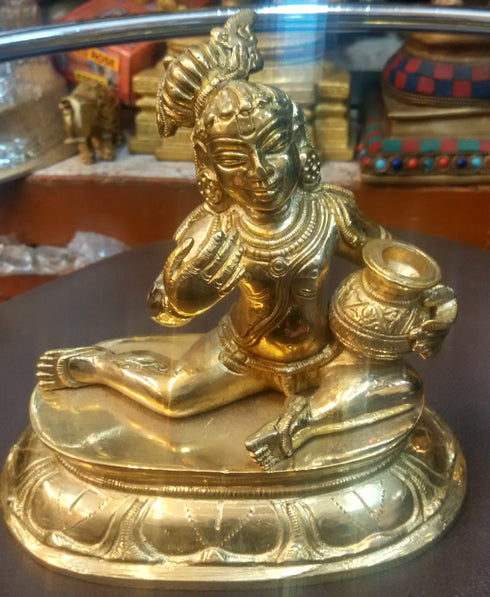 Sri Krishna Sitting Brass Idol