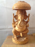 White Wood Ganesh With Umbrella Statue