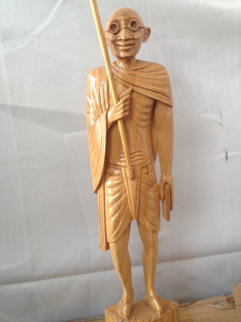 White Wood Standing Gandhi Statue
