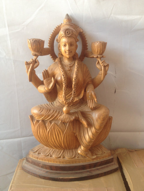 White Wood Laxmi Devi Statue