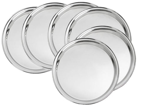 Stainless Dinner Plates Set Of 6 Pcs