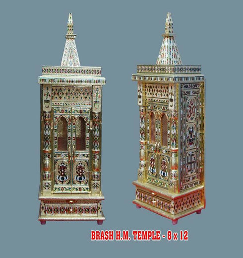 Meenakari Brass Temple With Green Color Design 30cm X 20cm X 21cm