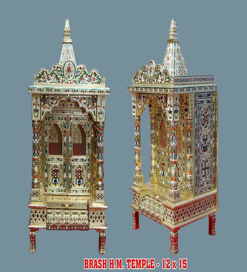 Meenakari Brass Temple With Red Design 38cm X 50cm X 71cm