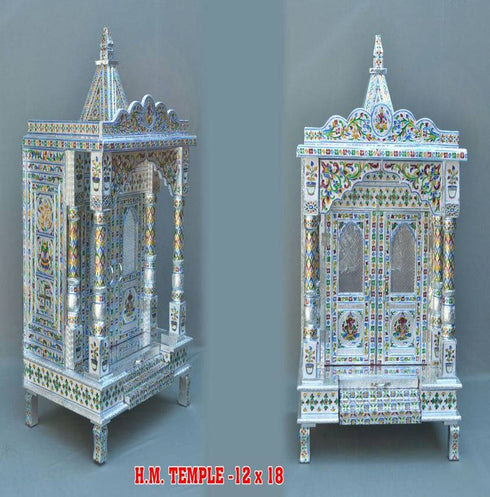 Meenakari Silver Temple 45cm X 31cm X 81cm.
