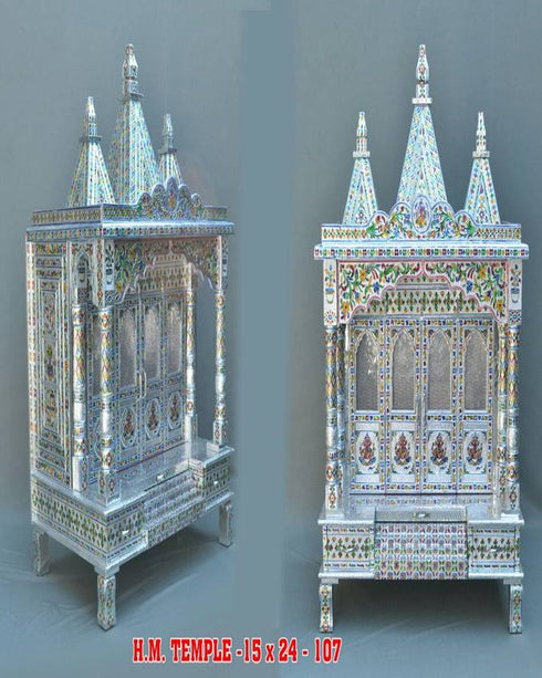 Meenakari Silver Temple 60cm X 38cm X 99cm