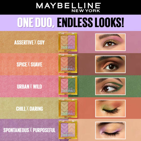 Maybelline New York Color Rivals Longwear Eyeshadow Duo | Assertive X Coy