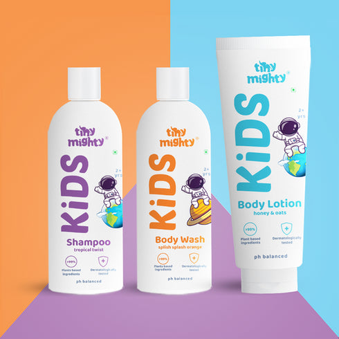 Tiny Mighty Kids Hair And Body Care Pack Hair Shampoo + Body Wash + Body Lotion