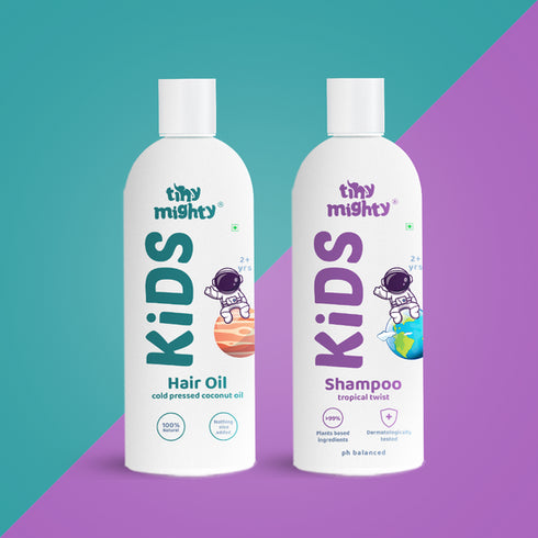 Tiny Mighty Kids Hair Nourishment Pack Hair Oil + Hair Shampoo