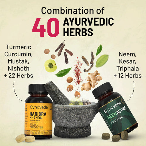 Gynoveda Neemachne Ayurvedic Tablets + Haridra Khanda Tablets
