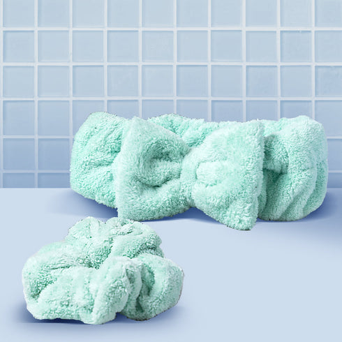 The Face Shop Mint Green Fluffy Headband & Scrunchie