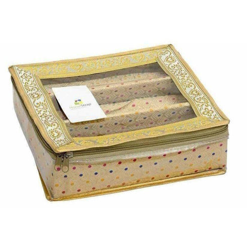 HomeStrap 3 Rod Brocade Bangle Box Golden Pack of 1