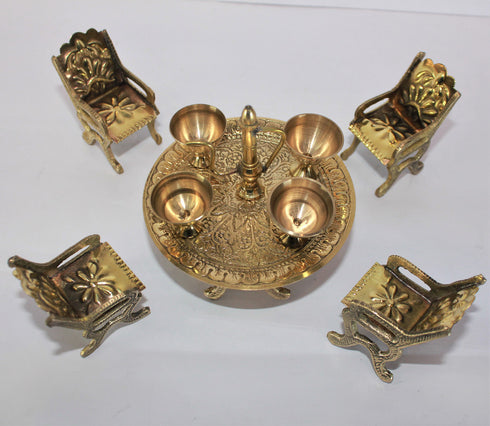 Brass Miniature Table Chair Set 208g