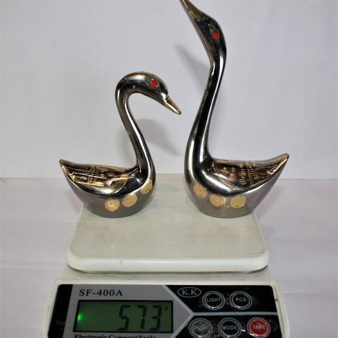 Brass Showpiece Duck Pair Statue 573g