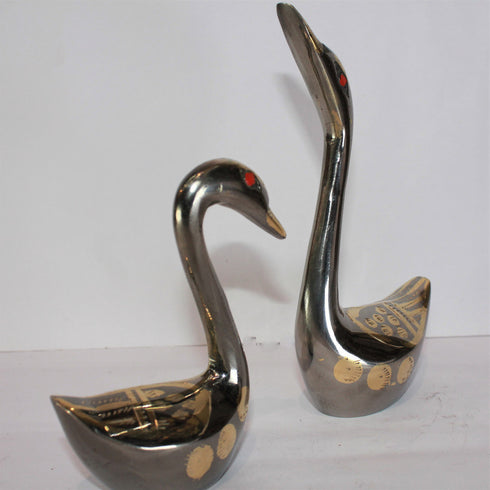 Brass Showpiece Duck Pair Statue 573g