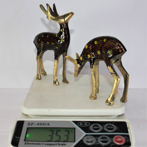 Brass Pair Deer Showpiece Statue 353g