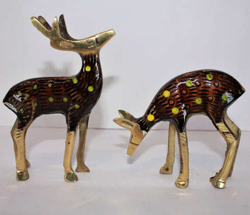 Brass Pair Deer Showpiece Statue 353g