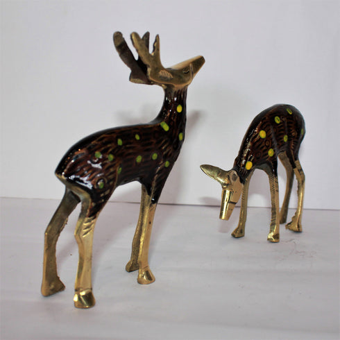 Brass Pair Deer Showpiece Statue 353g
