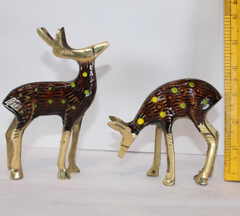 Brass Pair Deer Showpiece Statue 353g