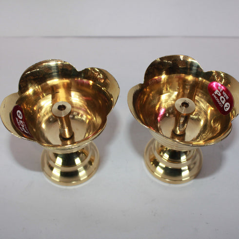 Brass Flower Design Pair Diya 112g