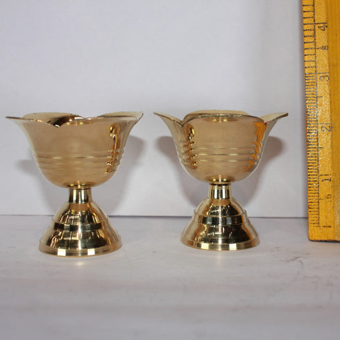 Brass Flower Design Pair Diya 112g